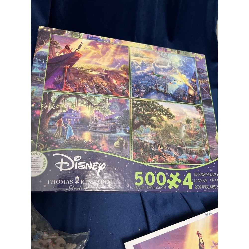 Thomas Kinkade Disney Jigsaw Puzzle Ceaco 3663-01 4 in 1 Multi-Pack 500 Pieces - Picture 5 of 6